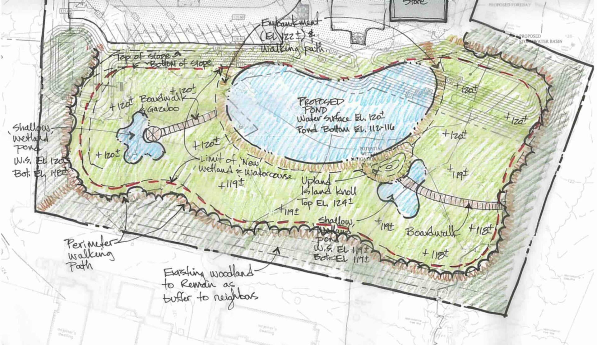 Illustrated landscape plan courtesy of William Kenny Associates